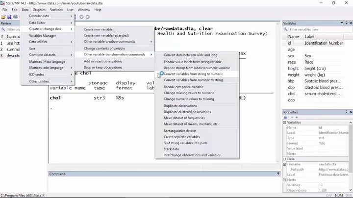 Data management: How to convert a string variable to a numeric variable