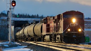 Highball into the New Siding!!!! CP 8773, CP 8115 and CP 9808 Lead CP 200 into Cochrane, Alberta
