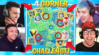 THE 4 CORNER ALL MYTHIC HERO CHALLENGE! ft. Ninja, Typical Gamer \& Myth (Fortnite Season 4)