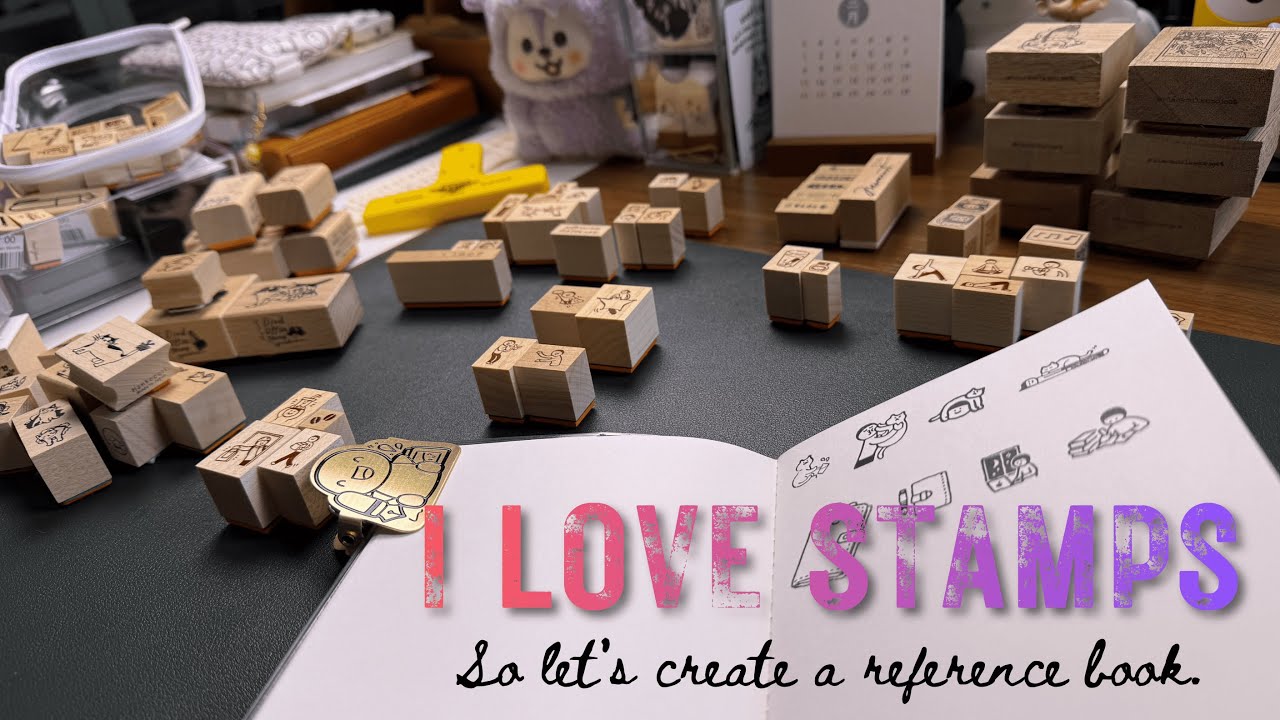 Демонстрация всей моей коллекции штампов и чернильных подушечек.