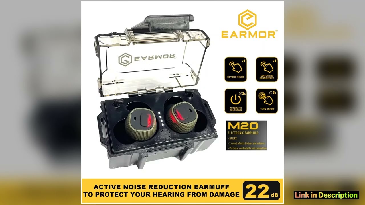 EARMOR M20 Electronic Earplugs Shooting Range Hunting Hearing ear Protection Earbuds Active Noise