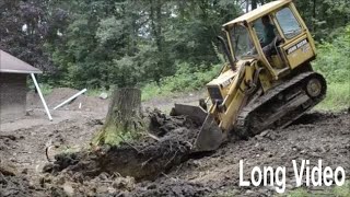 John Deere 555G Stubborn Stump Removal and Excavating (Long Video) 