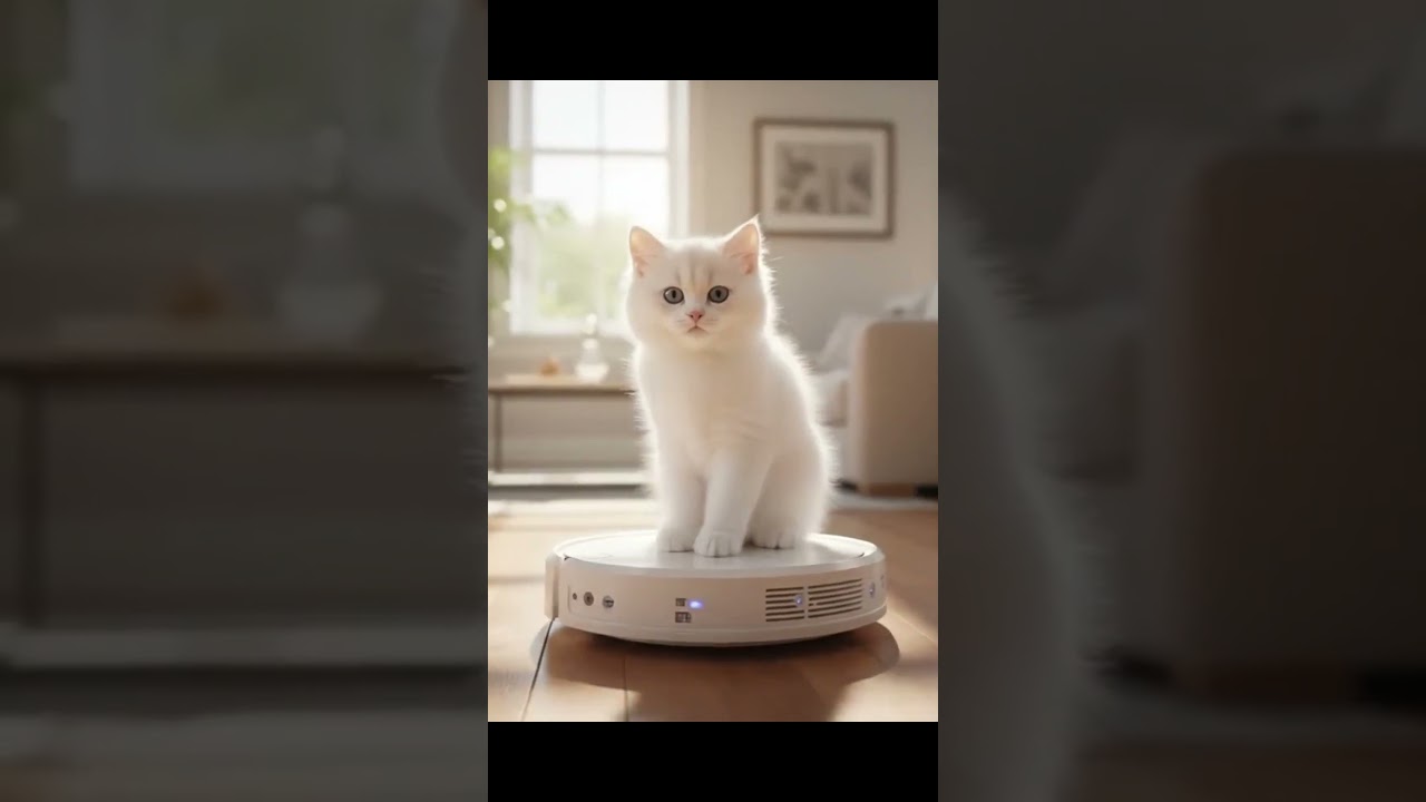 로봇청소기 타고 드라이브 즐기는 고양이 🤖 Cat riding robot vacuum