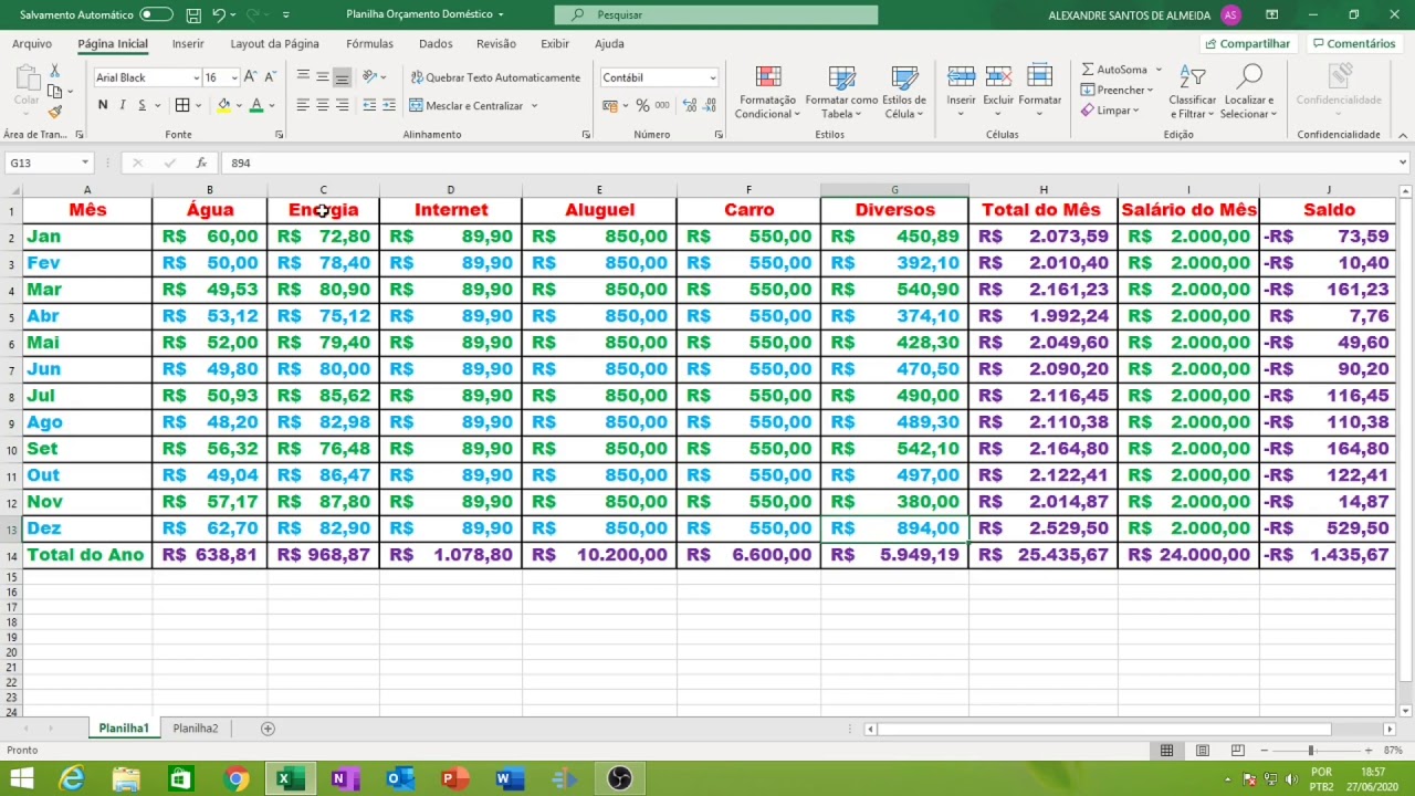 Planilhas No Microsoft Excel Youtube