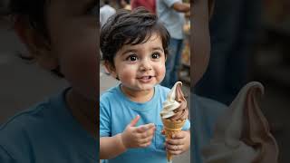 Cute Baby at Softy Ice Cream Stall 🍦😂 | Ice Cream Ko Thand Lagti Hai? | Funny AI Kids Shorts #shorts