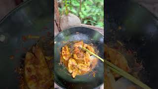 Jungle Cooking: Spicy Fish Curry Over Open Fire 🌿🔥 #Shorts