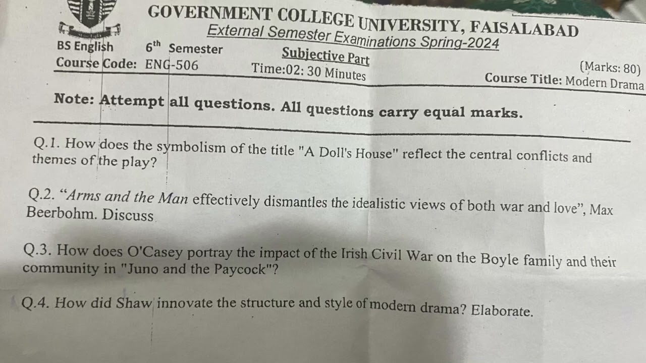 6th Semester BS English PastPapers2025 GCUF Colleges| #bsenglish