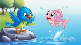 नीलि चिडिया और मछली - Blue Bird and fish, Moral story in Hindi , cartoon kahaniya