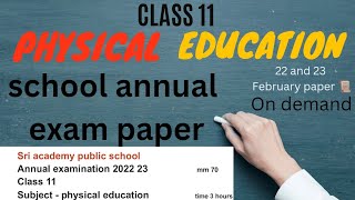 Physical Education class 11 school exam sample paper 2022 23 | physical education question paper| screenshot 2