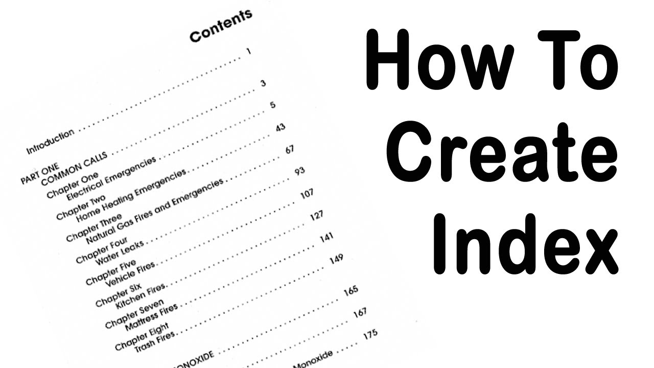 index page for your business plan table of content