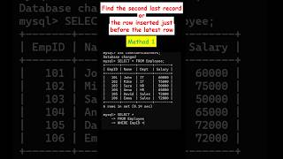 How to Find 2nd Last Record in SQL #sql #sqlinterviewquestions #interview #dbms