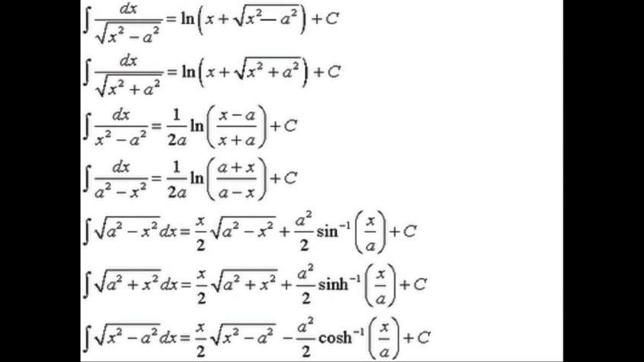 integration formulas YouTube