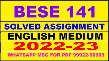 bese 141 solved assignment 2022-23 in english | bese 141 solved assignment 2022-23 | bese 141 2023