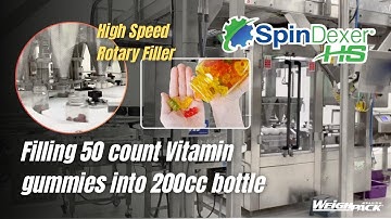 SpinDexer-HS 50 Count Vitamin Gummy 200cc Bottle Rotary Filling Machine