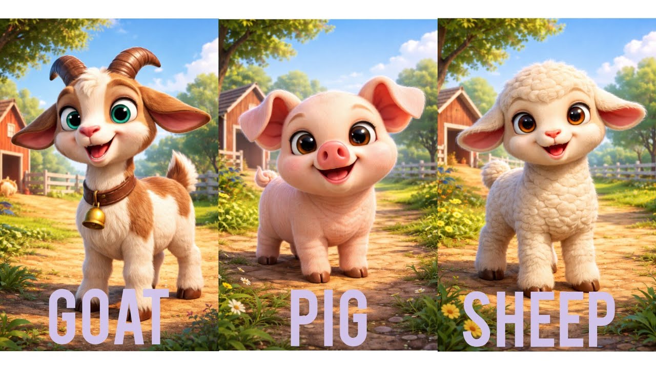 Listen  the  sounds of Livestock like chickens, goats, pigs, and sheep🤩🤩🤩🤩