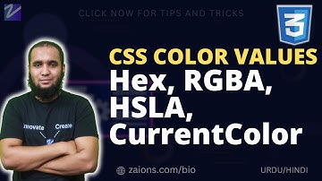 CSS Color Values Demystified: Hex, RGBA, HSLA, CurrentColor | Zaions Urdu Tutorial
