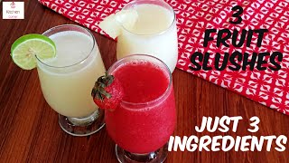 3 Homemade Fruit slushes|Summer Drinks|Pineapple Slush|Strawberry Slush|Lemon Slush by KitchenCorner