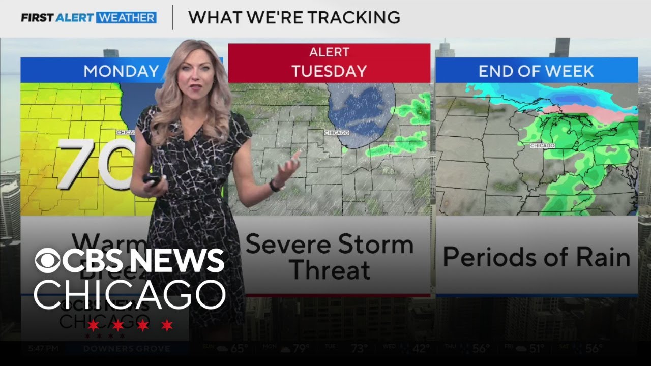 Warm and breezy conditions Monday in Chicago - YouTube