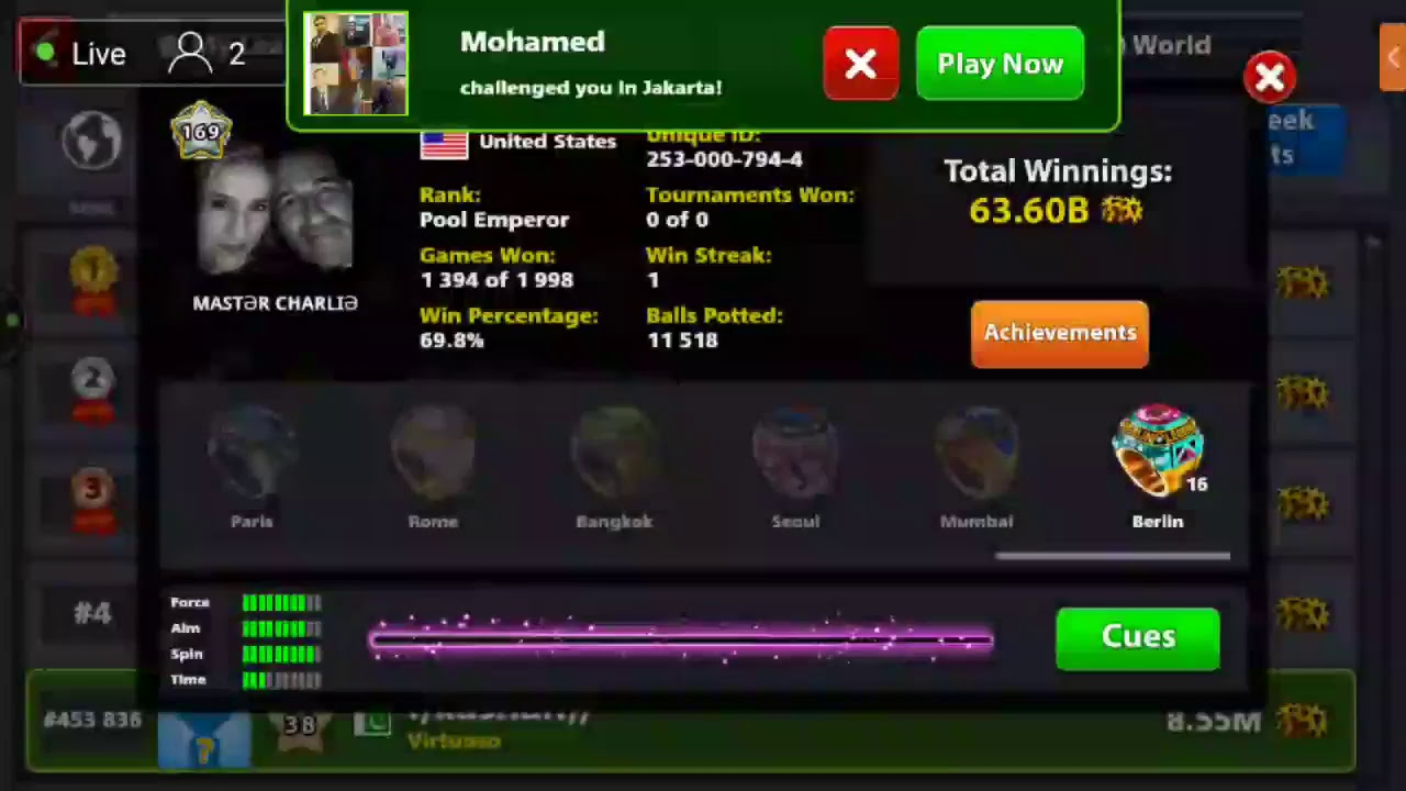 8 ball pool unlimited coin giveaway || LONDON TO JAKARTA||