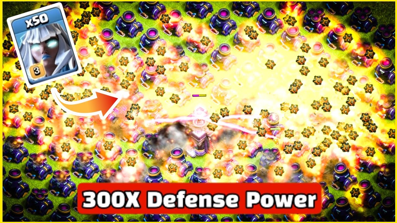 50X Electro Titan Vs 300X Defense Power | Clash of Clans | Electro Titan