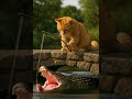 Cat Baits a Crocodile With Meat 😲🐱#animalanimation #cat #catandmousegame #cutepets #funny #relaxing