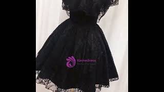kemedress Black Lace Strapless Mini Homecoming Dress
