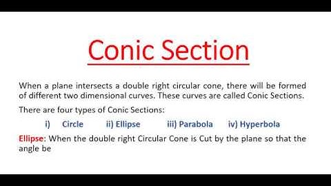 Introduction of Conic Sections ( Circle,  Ellipse, Parabola and Hyperbola)..