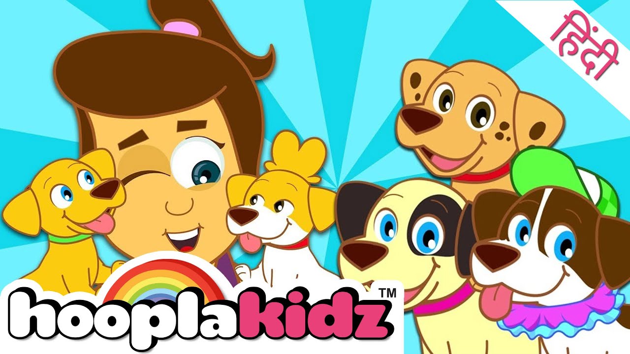 HooplaKidz Hindi | Learn Numbers With Ten Little Puppies & More | दस पप्पीस | Hindi Rhymes For Kids