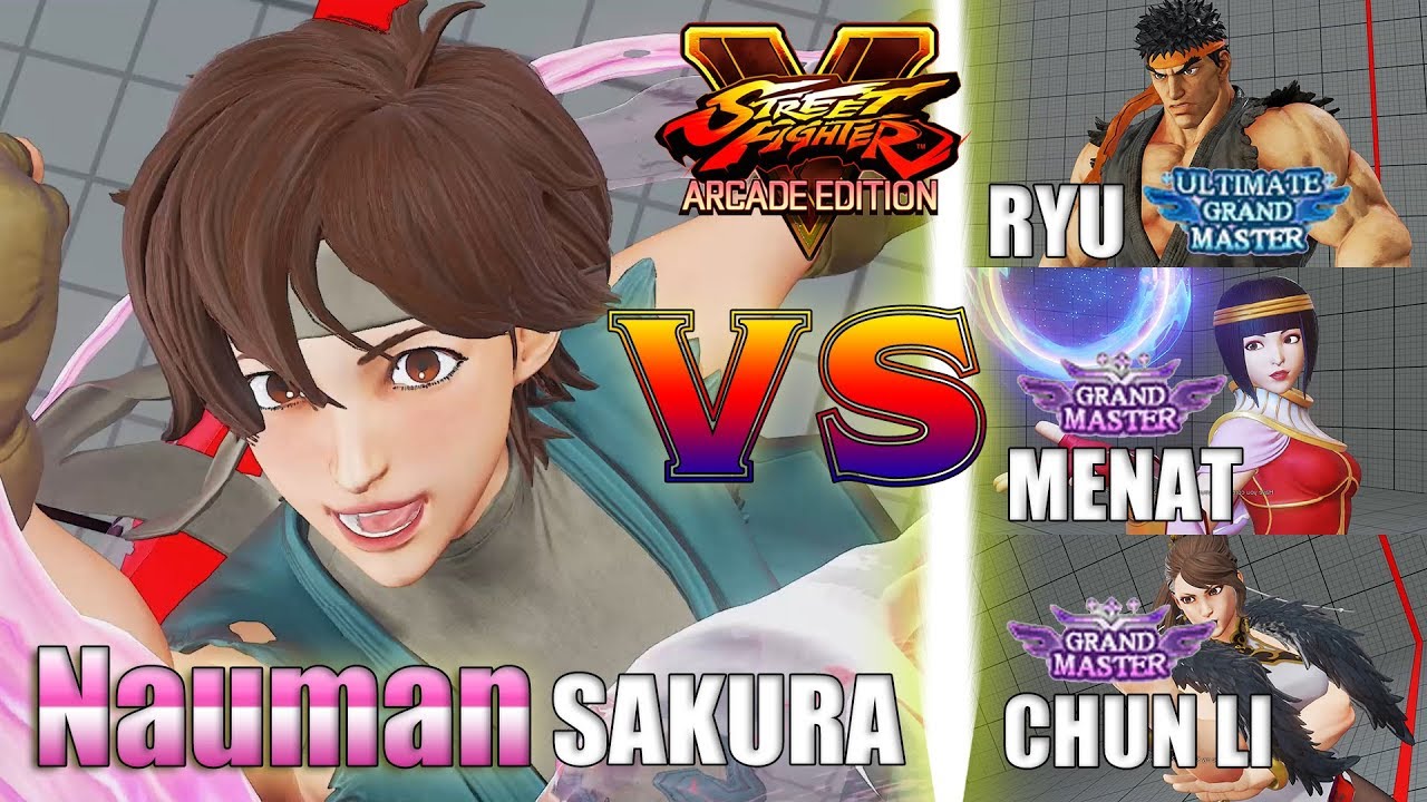 SFV AE 👊🏻 Nauman (Sakura) vs Sandbag (Ryu) & Menat & Chun Li [S4]