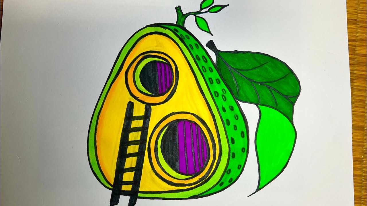 Avocado house drawing/ relaxing home drawing 