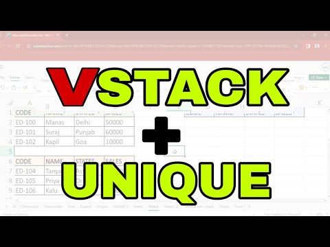 VSTACK with UNIQUE Function in Excel