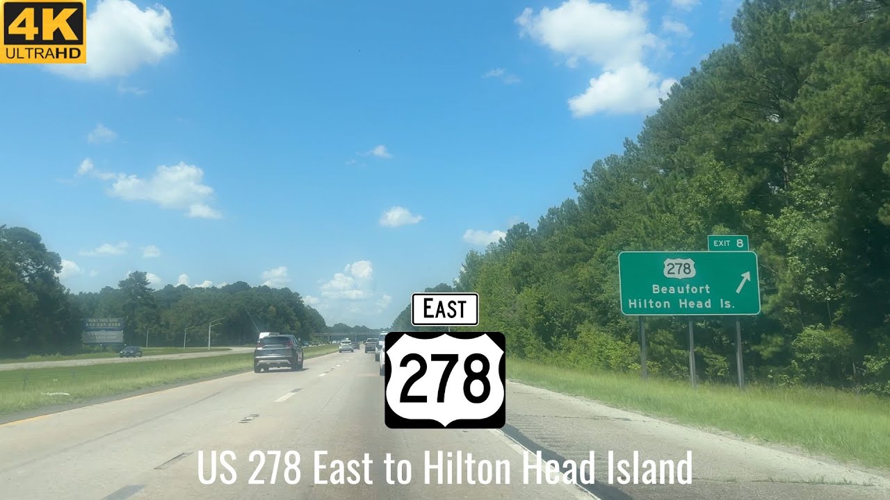 US 278 East - South Carolina: Hardeeville to Hilton Head Island - 4K Highway Drive