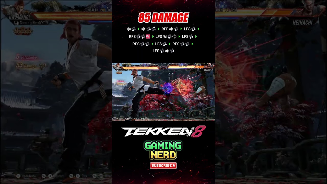 Hwoarang 85 DAMAGE B,3 Combo Tekken 8 Season 2 