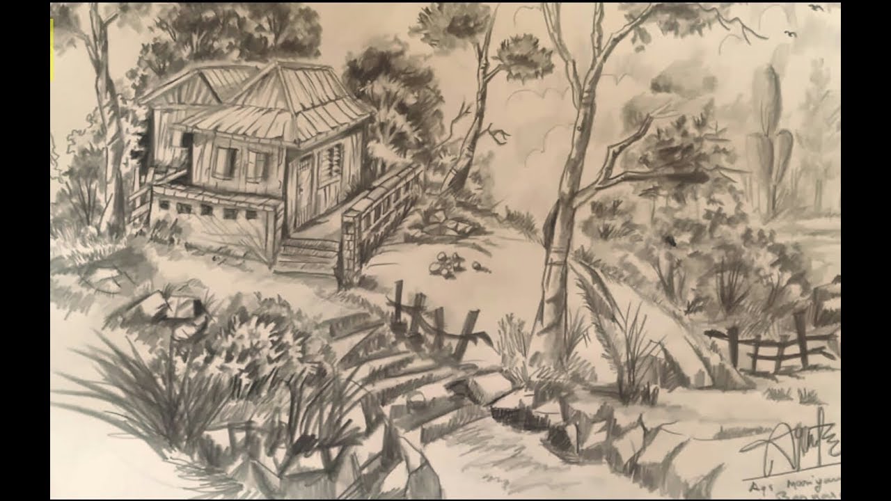 Learned to draw and shadow A simple Old wooden house in java _ Pencil ...