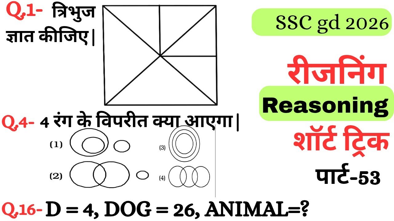 Reasoning प्रैक्टिस Set–53|| SSC gd reasoning|| ntpc reasoning|| reasoning||  reasoning practice set