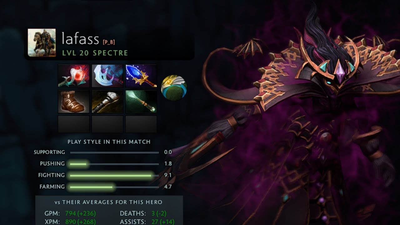 Dota 2 Replay 7.32D Spectre Safelane Immortal Player Crazy Amount of kills