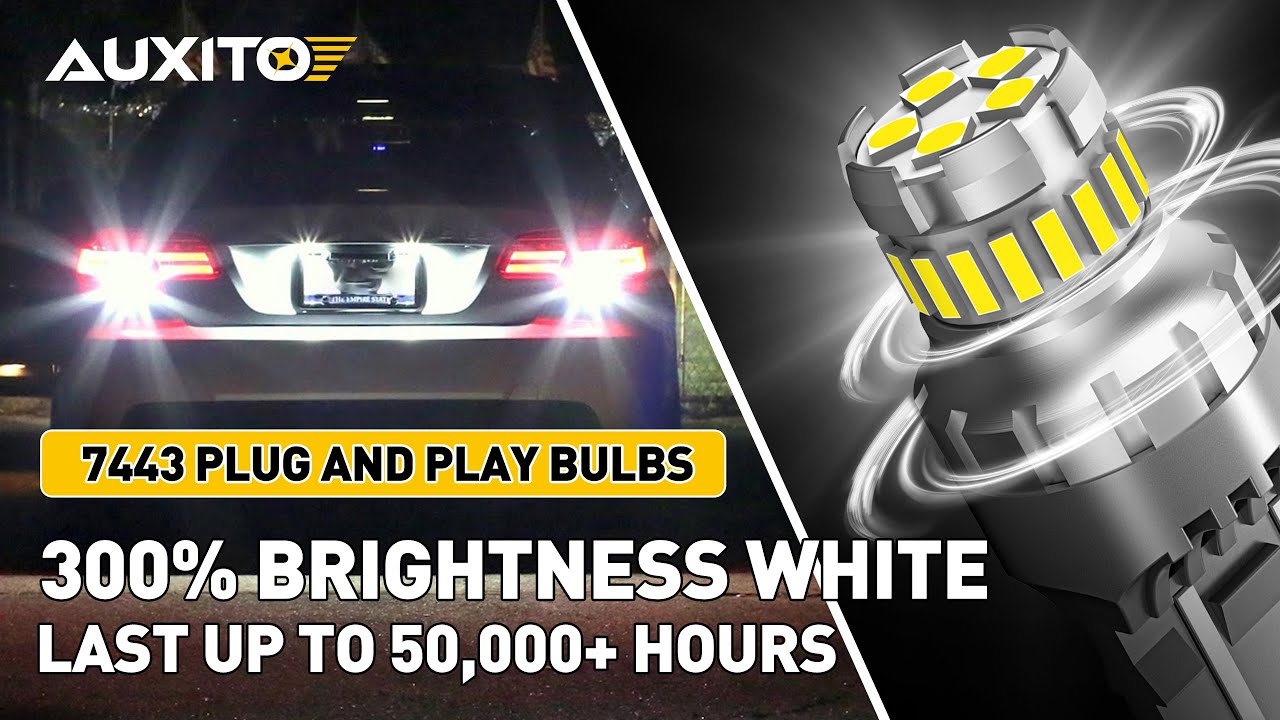300% Brighter Than Halogen Bulbs AUXITO 7440 7443 LED Bulbs, T20 W21W Replacement For Backup Reverse
