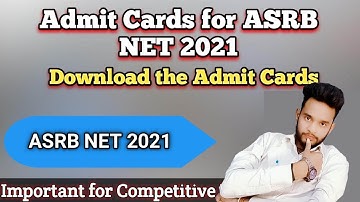 ASRB NET 2021 | Admit Cards for ASRB NET 2021 | Eligibility Test | NET | 2021 sonuz solutions