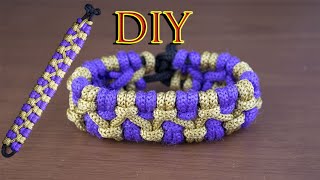 Crossed chain sennit paracord bracelet without buckle/ DIY