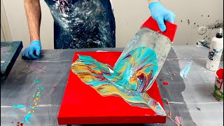 GORGEOUS Acrylic Transfer and Spin~AMAZING Color Combination~Acrylic Pouring~Fluid Art~257