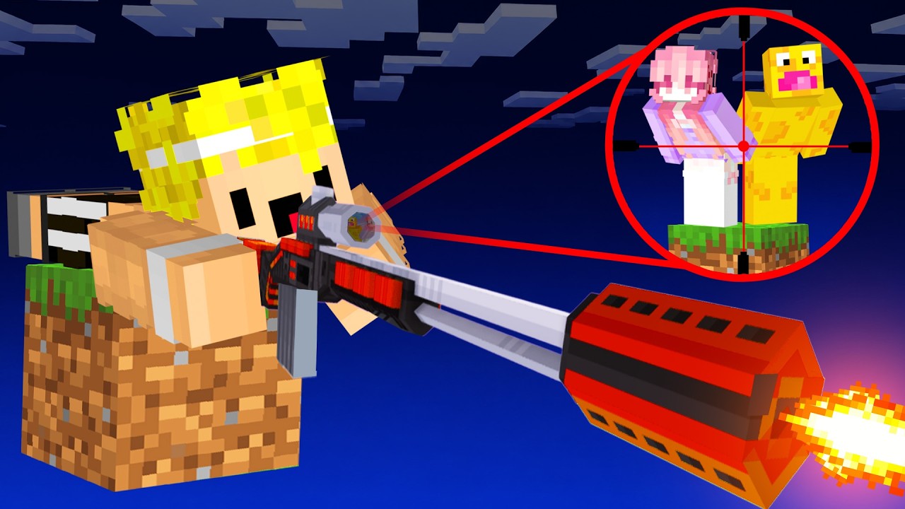 Usé ARMAS en 1 BLOQUE de YouTubers en Minecraft