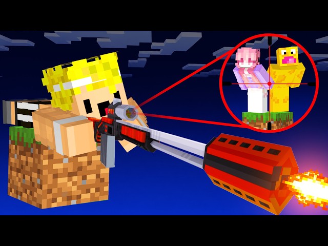 Usé ARMAS en 1 BLOQUE de YouTubers en Minecraft