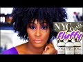 FLUFFY WASH N&#39; GO WITH PURPLE EYES MAKEUP TUTORIAL | NYC CURLS |  Shlinda1