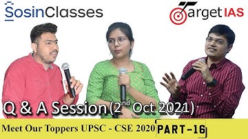 Toppers UPSC CSE 2020 SRISHTI SINGH AIR 78 KUNWAR AKASH SINGH AIR 128 (Part 16) | Sosin Classes