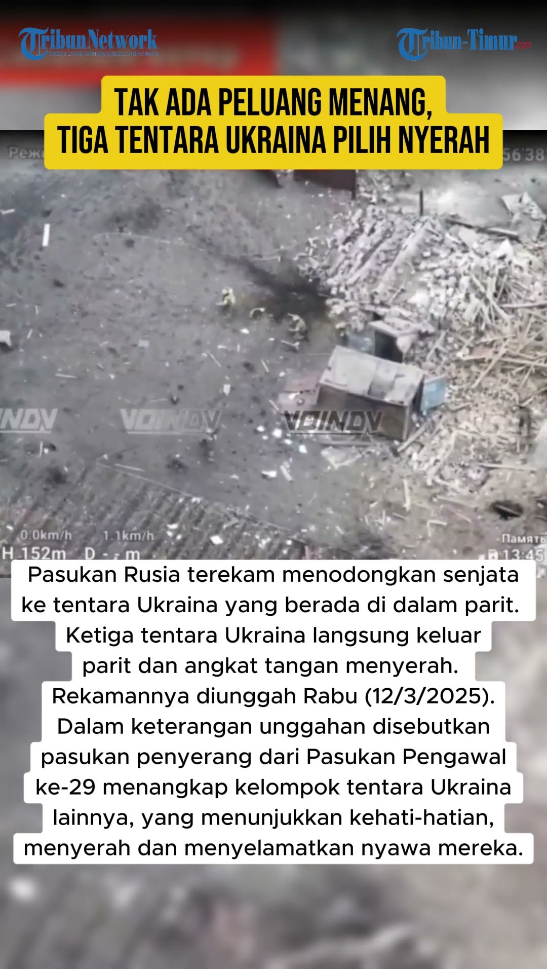 TAK ADA PELUANG MENANG, TIGA TENTARA UKRAINA PILIH NYERAH