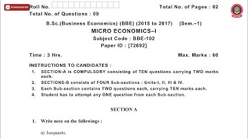 BSC BUSINESS ECONOMICS BBE 1ST SEM MICROECONOMICS 1ST DEC 2018 | PTU