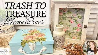 Trash to Treasure Home Decor Thrift Flips using IOD | How to Decoupage | Using Milk Paint | Upcycle