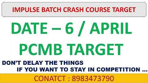 IMPULSE BATCH CRASH COURSE DAY 9 TARGET | PCMB AT YOUR FINGER TIPS