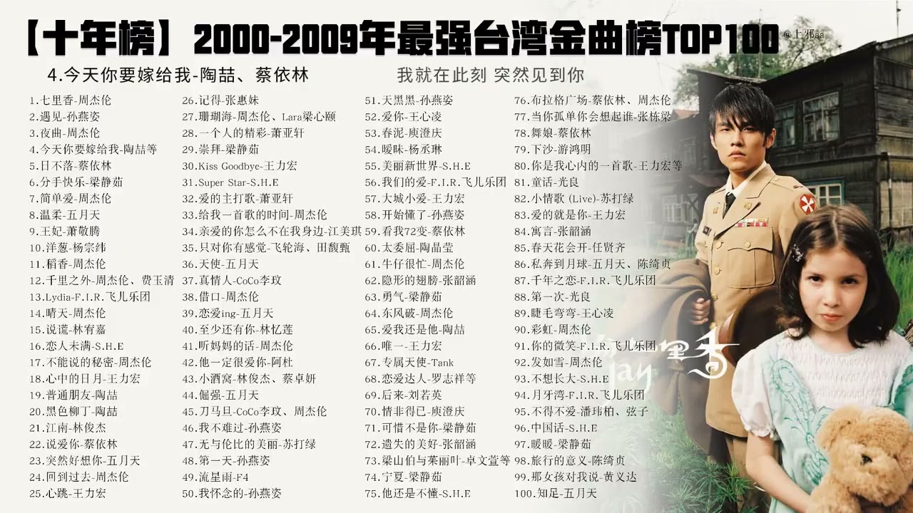 【十年榜】2000 2009年華語金曲TOP100，無損音質悅享，真正的神仙打架！