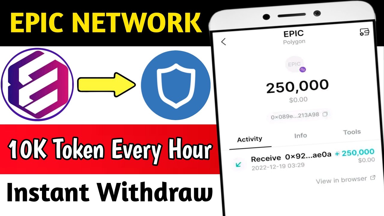 EPIC Network Mining App Claim 10K Token Every Hour Instant Withdraw